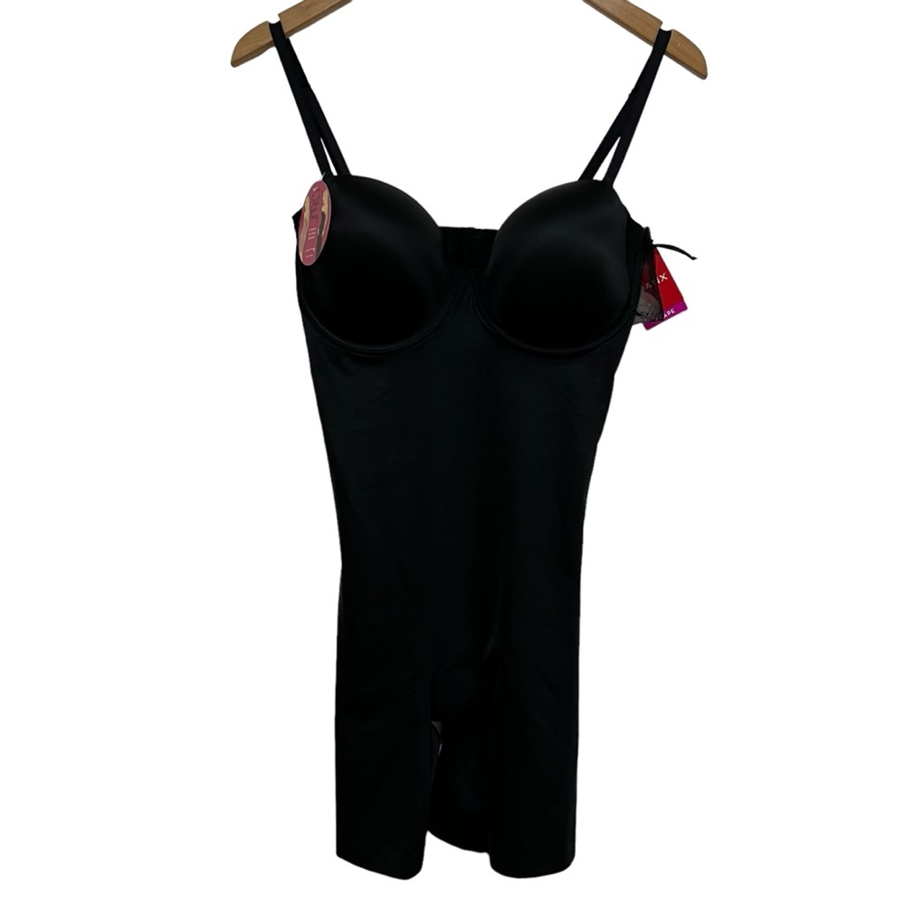 Spanx Suit Your Fancy Strapless Mid-Thigh Cupped Body Suit in Very Black Size XL - Picture 3 of 13